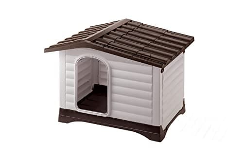 Ferplast DOGVILLA 70 Casetta per Cani, Lato Apribile, Fondo Sollevato Anti Umidità, Sistema Fuoriuscita Liquidi, Tetto Rimovibile, Porta Antimorso in Alluminio, Griglia Aerazione, 73 x 59 x h 53 cm