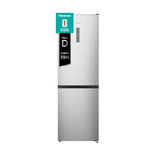 Hisense RB390N4CCD1 Frigorifero Combinato Total No Frost, Inox, 1.86x60cm, Classe D, 304L