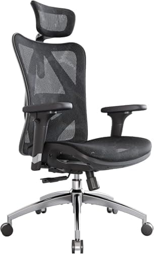 SIHOO M57 Ergonomischer Bürostuhl, Chefsessel mit 3D verstellbare Armlehne und Lendenwirbelstütze, Hautfreundliche Netz-Hochlehne, Schreibtischstuhl bis 150kg/330LB Belastbar(schwarz)