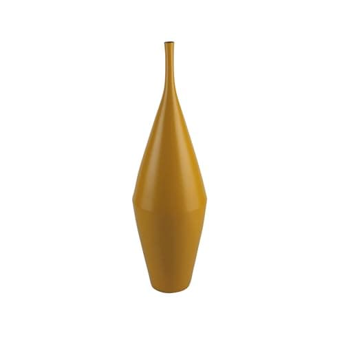ARCEA Vaso Axis Slim - Vaso in Ceramica Artigianale Giallo Senape - Scultura d'Arredo Moderna per Interni Made in Italy, 57cm