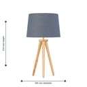 firstchoicelighting Modern Light Oak Table Lamp or Bedside Light, Wood Tripod Design, Grey and Gold Inner Shade - 5