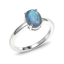 Anello di Moda con Pietra Preziosa Labradorite Tonalità Blu Naturale per Donna Anello di Design Moderno e Minimalista Gioielli in Argento Sterling 925 di Artisan, Misura 11,75 - 1