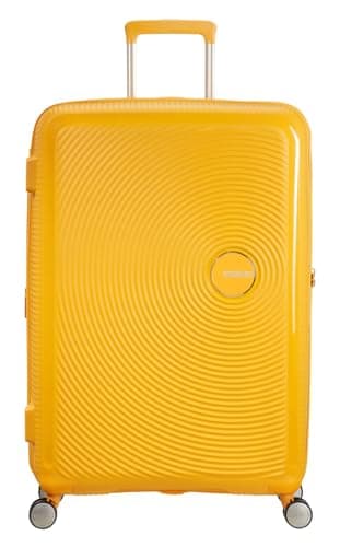 American Tourister Soundbox - Hard Shell Suitcase 77 cm Large - Trolley Suitcase with 4 wheels, TSA Lock, Expandable & Light - 97/110 L - Yellow (Golden Yellow)