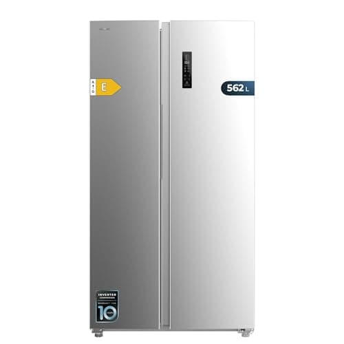 Cecotec Frigorífico Americano Side By Side 562L Bolero CoolMarket SBS 562 Inox E. 177X91.2cm, Compresor Inverter Plus, Bajo Consumo, No Frost, Multiairflow, Fast Cooling, Inox