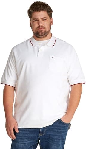 Tommy Hilfiger Uomo Maglietta Polo Maniche Corte Pocket Classic Fit in Cotone, Bianco (White), XXL