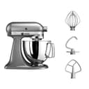Kitchenaid Planetaria - Artisan - Robot da Cucina con testa inclinabile e 3 accessori - 4.8 L - Impastatrice - Color Argento placcato - 4