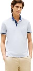 Tommy Hilfiger Herren Poloshirt Kurzarm Contrast Collar Block Regular Fit, Blau (Heathered Blue Bros B0802), L - 1
