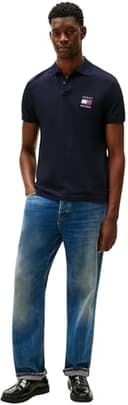 Tommy Hilfiger Men’s Short Sleeve Flag Graphic Pique Regular Fit Polo Shirt, Blue (Desert Sky), S - 4