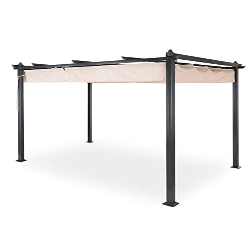 blumfeldt Pantheon Pergola, Sun Canopy, Patio Canopy, Rustproof Powder-Coated Aluminium and Water-Repellent PU Coating, Infinitely Adjustable Canopy, Includes 16 x Canopy Pegs.