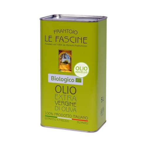Aceite de oliva virgen extra provenzal Pugliese orgánico 100% italiano de Le Fascine producido a partir de una sola variedad provenzal (Peranzane) (lata de 5 litros)