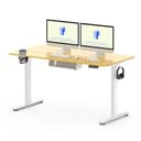FLEXISPOT QE Pro - Scrivania sollevabile elettrica, 140 x 60 cm, tavolo sollevabile con 2 ganci, portabicchieri e organizer per cavi, 4 funzioni di memoria, standing desk per ufficio e casa e - 1