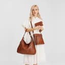 Pahajim Bolsos de Mujer Bandolera Mujer Bolso Hobo PU Piel Bolso Grande Tote de Hombro Conjunto de Bolso y Cartera 3pcs para Shopper,Trabajo(Marron) - 7