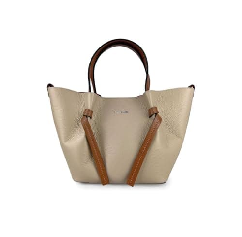 Pelletterie Borghese | Bolso de mujer de piel | Bolso Shopper | Piel auténtica | Bolso bandolera | Made in Italy | Artesanal | Modelo Capri, topo