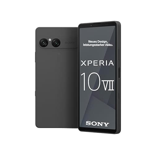 Sony Xperia 10 VII - 6.1 Inch 19.5:9 OLED with 120 Hz, Long Battery Life - 5,000 mAh Battery, Three Focal Lengths, 3.5 mm Audio, Android 15, IP65/68, Dual SIM Hybrid, Charcoal Black