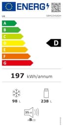 LG GBM22HSADH - Frigorífico Combi, 2m, Clasificación D, capacidad de 358l, inox antihuellas, serie 200 - 18
