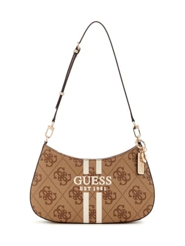 GUESS Noelle II Top Zip Shoulder Bag Latte Logo