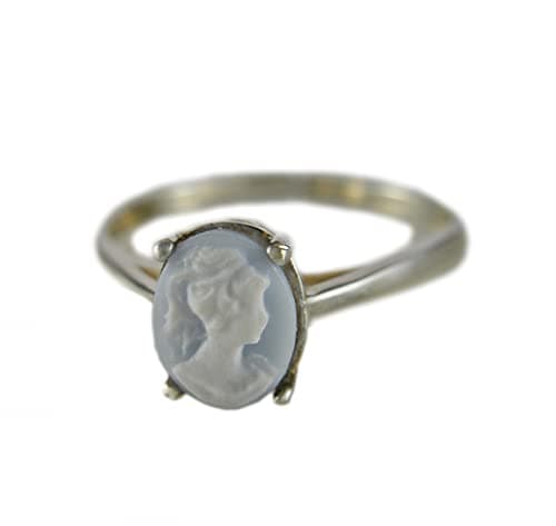Echtsilber Ring Damen - 925 Sterlingsilber - Lady Cameo - Vintage Schmuck - Silberring 925 - Größenverstellbar - Handmade Schmuck Geschenke für Sie (Ring)