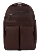 PIQUADRO, Computer and iPad® backpack with loop for wearable tail light, adjustable sternum strap, pocket for bottle and RFID anti-fraud protection, marrón oscuro, marrón, Talla única, 0 unidades - 1