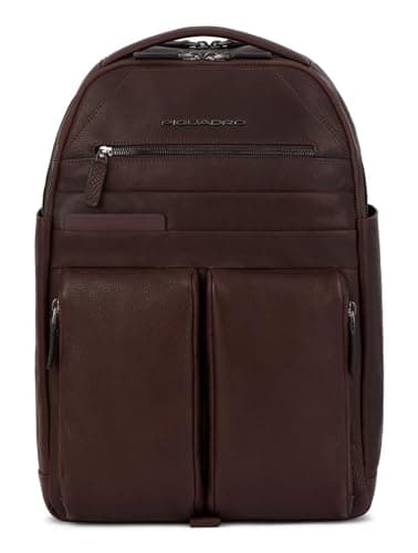 PIQUADRO, Computer and iPad® backpack with loop for wearable tail light, adjustable sternum strap, pocket for bottle and RFID anti-fraud protection, marrón oscuro, marrón, Talla única, 0 unidades