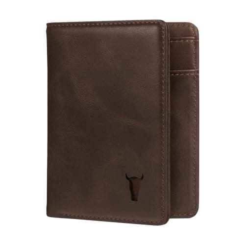 TORRO Portafoglio Bifold in Pelle da Uomo | Slimline Design, 5 Porta Carte, Protezione RFID, Fodera in Microfibra, Dimensioni 10.6 x 8.5 x 1.9 CM, in Vera Pelle di Alta Qualità RFID (Marrone Oscuro)