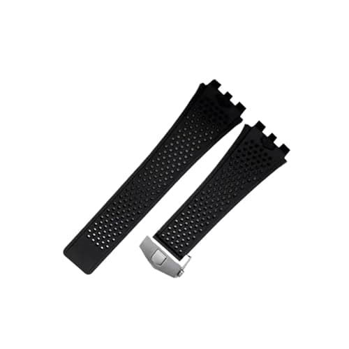 ENFYUSTR Silikon-Uhrenarmband for TAG HEUER Carrera-Serie, konkav-konvexes Schnittstellenarmband(Black-silver)