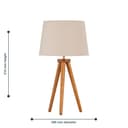 firstchoicelighting Modern Dark Oak Table Lamp or Bedside Light, Wood Tripod Design, Natural Shade - 4
