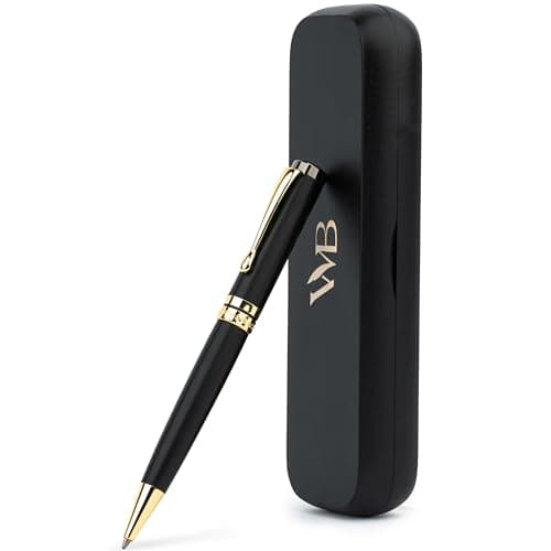 Wordsworth and Black Ballpoint Pen Set - Stunning Luxury Pen Made of Bamboo Blackwood, Gold Finish, Refillable, Best Ballpoint Pen for Men & Women