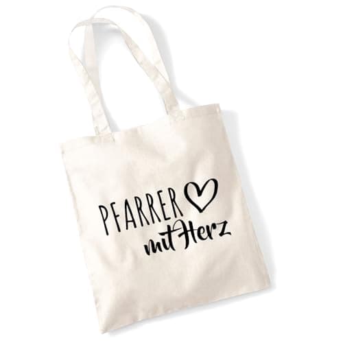 huuraa borsa per il trasporto Pfarrer mit Herz Borsa regalo in tessuto naturale 10 litri cotone Pfarrer mit Herz accessorio