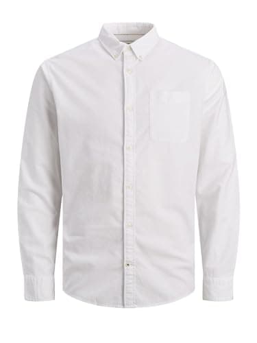JACK & JONES Mens Jjeoxford L/S S21 Noos Shirt, White/Fit: Slim Fit., XXL UK