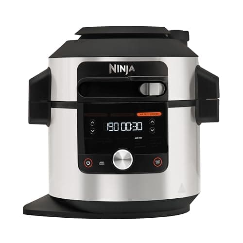 Ninja Foodi MAX Olla eléctrica multifunción con SmartLid, 7,5 l, 12 funciones de cocción en 1, Olla a presión, Freír con aire, Cocción lenta y más, acero inoxidable, OL650EU