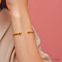 Kritz Pulsera Rigida Redonda Regulable Chapado Oro para Mujeres - Brazalete Muñequero Abierta Bangle Fino Apilable de Acero Inoxidable - Joyería Regalos Chicas (C 2mm Bolas Oro) - 5