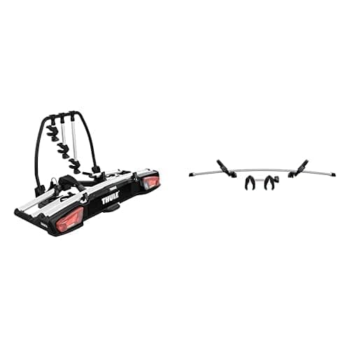 Thule VeloSpace XT Fahrradträger für Anhängerkupplung 3 Fahrräder Silber inklusive Adapter für das 4. Fahrrad