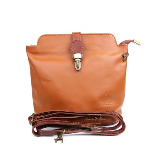 Vera Pelle Leather Crossbody Bag - Handmade Italian Leather Bag - Elegant Women's Handbag (Light Tan)