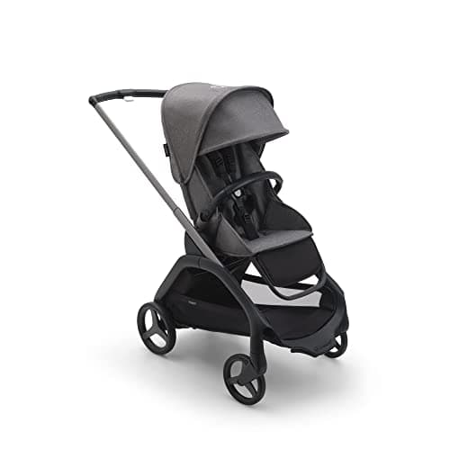 Bugaboo Dragonfly City Pushchair, Lightweight Compact Baby Stroller with One Hand Easy Fold in Any Position, Full Suspension, XL Underseat Basket, Graphite Chassis and Grey Melange Sun Canopy