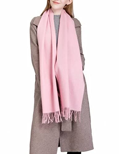 Bufanda de lana merino 100% para mujer, Pañuelo Bufanda Abrigo de Chal Suave Cálido de Invierno, Rosado, Talla única