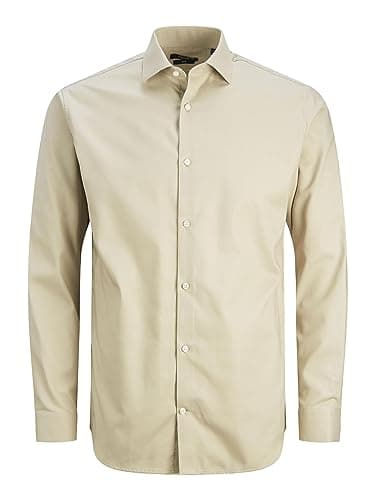 Jack & Jones Camicia da Uomo Slim Fit, Pure Cashmere/Fit: Slim Fit, L