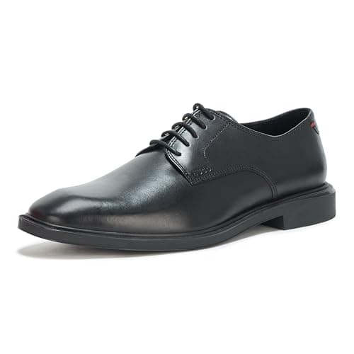 HUGO Brushed Leather Derby Dress Shoe, Oxford Hombre, Jade Negro, 44 EU