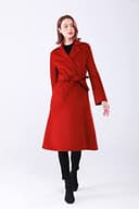 Giacca in cashmere europea e americana a maniche lunghe tinta unita lunga fatta a mano cappotto da donna in lana bifacciale 1 L - 2