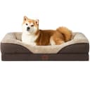EHEYCIGA Cama Ortopedica y Viscoelastica para Perro Grande 91x68x17.5 cm, Memory Foam Sofa para Perros Lavable, Cama Gato Suave, Marrón - 1