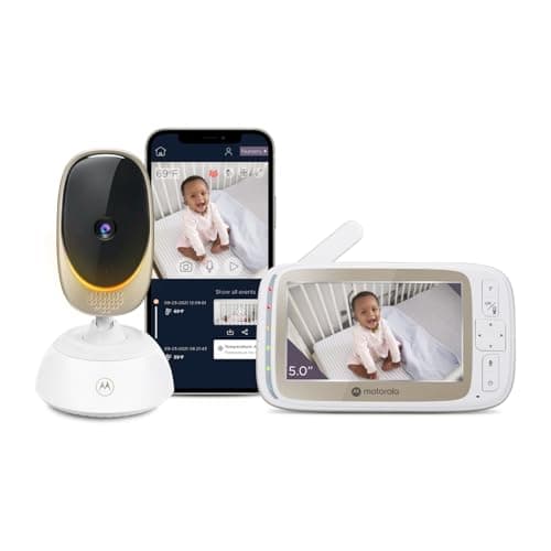 Motorola Nursery VM85 Connect Baby monitor con telecamera – Wi-Fi e app mobile, display da 5", visione notturna, panoramica/inclinazione, conversazione bidirezionale, ninne nanne