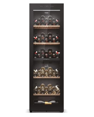 Haier Wine Fridge 60 Series 7 HWS236GDEH1 I Wine Climate Cabinet for 236 Bottles I Modern Wine Fridge with UV Glass Door & 4 Wooden Shelves I Wine Fridge 2 Zones Low Vibration Storage Wi-Fi