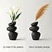 PEUZ Stone Tower Ceramic Vase - Sculptural Ceramic Vase with Rough Stone Texture for Dried Flowers, Pampas Grass, Fresh Flowers or Decorative Object, Handmade, Matt Black, Approx 20cm - 3