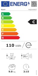 Bosch WQB245B0IT Serie 8 Asciugatrice smart a pompa di calore, 9 kg, Classe energetica C, Condensatore autopulente, Cestello per capi in lana, Sensori di asciugatura intelligenti, Bianco, 60 Cm - 18