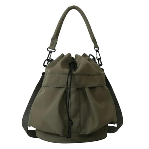 Fryloo Borse Borsa da Donna con Coulisse di Grande capacità, A Secchiello Tracolla, Tote per Uso Quotidiano, Lavoro, Viaggi E Abbigliamento Casual-Verde