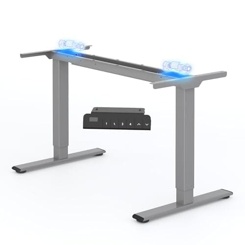 FLEXISPOT Height-Adjustable Desk Frame, Electric Table Legs with 2 Motors & LED Height Display & 4 Memory Functions, Height-Adjustable Table Frame E1 Pro, Grey