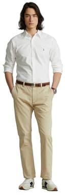 POLO RALPH LAUREN Men's Long Sleeve Slim Fit Oxford Button Down Shirt, Basic White., XXL - 4