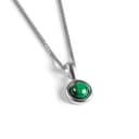 HENRYKA 925 Sterling Silver & Malachite Round Charm Necklace | Minimal Pendant | Bridesmaid Jewellery | Hypoallergenic Women's Jewellery with Gift Box - 1