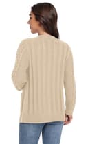GRECERELLE Cárdigan de punto clásico para mujer, cuello en V, tira de botones, elegante, informal, otoño e invierno, suéter con botones y bolsillos, beige, L - 7