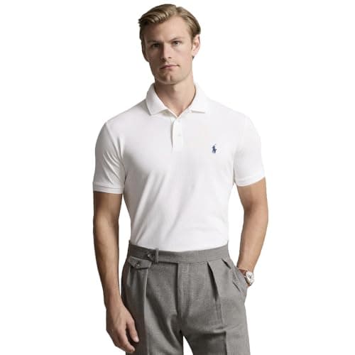 Ralph Lauren Polo aus elastischem Piqué, Slim-Fit, Weiß, XXL