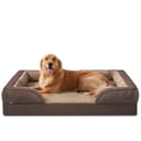 JOEJOY Cuccia ortopedica per cani di taglia media, in memory foam, con divano per cani, smontabile e lavabile, 107x81x17 cm, cuscino antiscivolo a forma di uovo, marrone scuro - 1